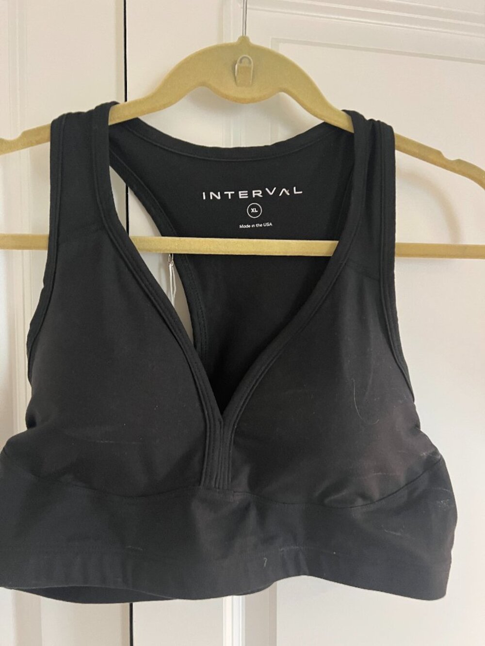 Interval Longline Plunge Sports Bra Black XL NWT